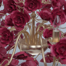 Żyrandol kwiatowy - czerwone róże, perłowo-złota podstawa MW-LIGHT Flora 615011808