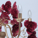 Żyrandol kwiatowy - czerwone róże, perłowo-złota podstawa MW-LIGHT Flora 615011808