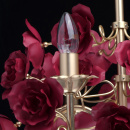 Żyrandol kwiatowy - czerwone róże, perłowo-złota podstawa MW-LIGHT Flora 615011808