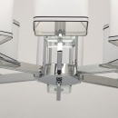 Żyrandol Megapolis chrom - sześć prostych, białych kloszy 686010306