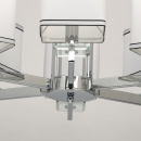 Żyrandol Megapolis chrom - sześć prostych, białych kloszy 686010306