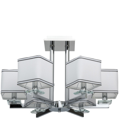 Żyrandol Megapolis chrom - sześć prostych, białych kloszy 686010306