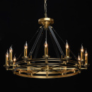 Żyrandol mosiężne koło na skórzanych pasach, świeczniki Bologna CHIARO Country 639013212