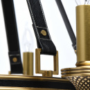 Żyrandol mosiężne koło na skórzanych pasach, świeczniki Bologna CHIARO Country 639013212