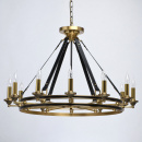 Żyrandol mosiężne koło na skórzanych pasach, świeczniki Bologna CHIARO Country 639013212
