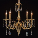 Żyrandol mosiężny z kryształowymi kroplami 5-ramienny CHIARO Classic 491012905