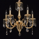 Żyrandol mosiężny z kryształowymi kroplami 5-ramienny CHIARO Classic 491012905