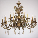 Żyrandol na 15 żarówek, mosiężnym, kryształy topaz CHIARO Classic 491011215
