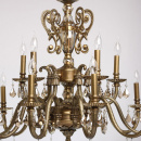 Żyrandol na 15 żarówek, mosiężnym, kryształy topaz CHIARO Classic 491011215