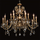 Żyrandol na 15 żarówek, mosiężnym, kryształy topaz CHIARO Classic 491011215
