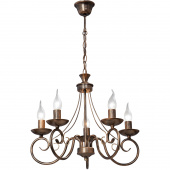 Żyrandol na 5 żarówek świecowych - brązowo-złoty Vitaluce VE3808-7/5