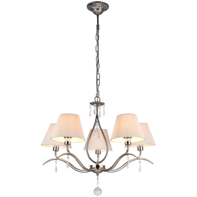 Żyrandol niklowany, białe, faliste abażury Talia Maytoni Modern MOD334-PL-05-N