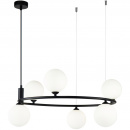 Żyrandol nowoczesny, białe kule, czarny okrąg Ring Maytoni Modern MOD013PL-06B