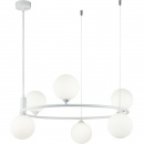 Żyrandol nowoczesny, kule szronione szkło, biały okrąg Ring Maytoni Modern MOD013PL-06W