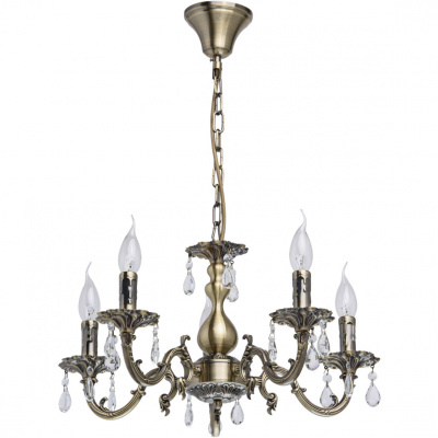 Żyrandol o kolorze antycznego mosiądzu ozdobiony kryształami Aurora MW-LIGHT 371011905
