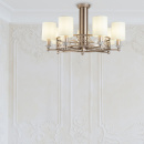 Żyrandol okrągły kremowe złoto, beżowe klosze Vittoria Maytoni H004CL-07BG