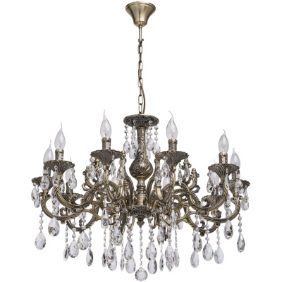 Żyrandol ozdobiony kryształami, antyczny, ciemny mosiądz Toscania MW-LIGHT 685010110