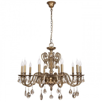 Żyrandol ozdobny, duży, mosiężny z kryształami z topazu CHIARO Classic 491011110