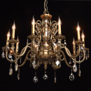 Żyrandol ozdobny, duży, mosiężny z kryształami z topazu CHIARO Classic 491011110