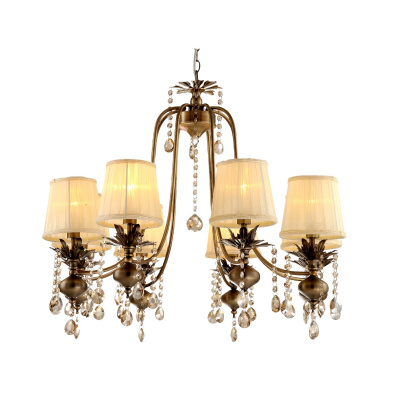Żyrandol patynowy z dymionymi kryształami i beżowymi abażurami Adonis Candellux 38-13873
