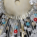 Żyrandol perłowe złoto i kolorowe kryształy Valencia CHIARO Classic 299011715