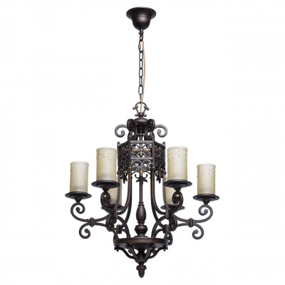 Żyrandol rustykalny, masywna lampa wisząca jak z kutego żelaza CHIARO Country 382011606