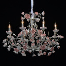 Żyrandol srebrny z ceramicznymi różami Sicily CHIARO Flora 282012208