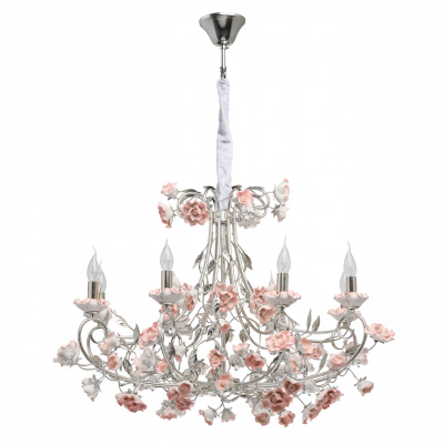 Żyrandol srebrny z ceramicznymi różami Sicily CHIARO Flora 282012208