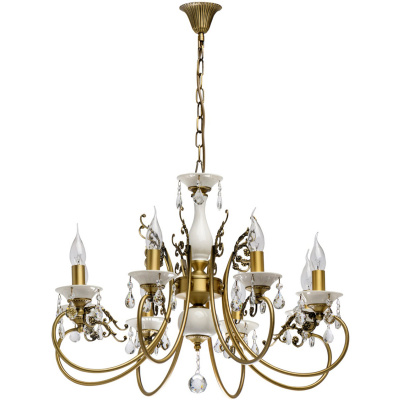 Żyrandol stylizowany - klasyczny, świeczkowy, biała ceramika MW-LIGHT Classic 683012508