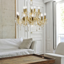 Żyrandol świeczkowy, złoty, kryształowe zawieszki Maria Teresa Candellux 30-94608