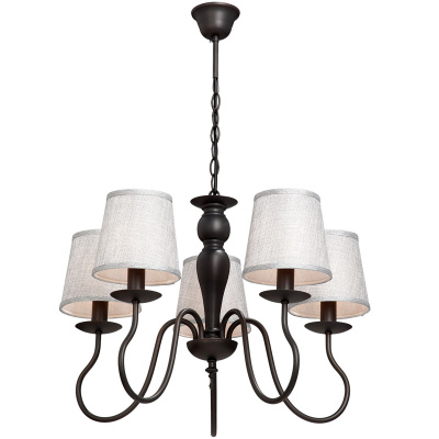 Żyrandol tradycyjny, brązowo-szary na 5 żarówek z kloszami Vitaluce VE1637-2/5