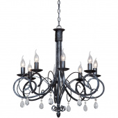 Żyrandol tradycyjny, czarno-srebrny na 8 żarówek świecowych Vitaluce VE1480/8