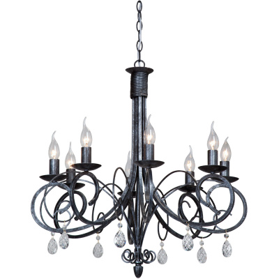 Żyrandol tradycyjny, czarno-srebrny na 8 żarówek świecowych Vitaluce VE1480/8