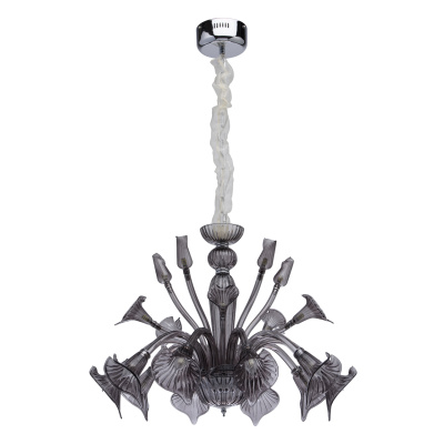 Żyrandol w kwiatowym stylu, dymne, kryształowe szkło Chiaro Leticia 343011120