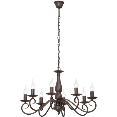 Żyrandol w stylu Country, brązowy, na 8 żarówek Vitaluce VE3464/8