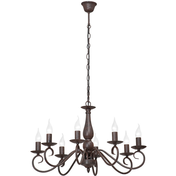 Żyrandol w stylu Country, brązowy, na 8 żarówek Vitaluce