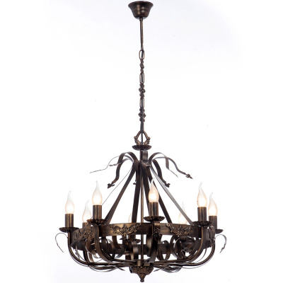 Żyrandol w stylu Country, kuty, brąz i patyna, na 8 żarówek Vitaluce VE1350/8