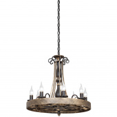 Żyrandol w stylu country, pozłacany, okrągły na 8 żarówek, wiszący Vitaluce VE1675-1/8