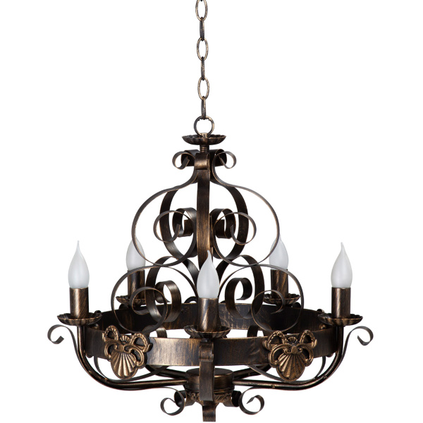 Żyrandol w stylu pałacowym, kuty, brązowo-złoty Vitaluce