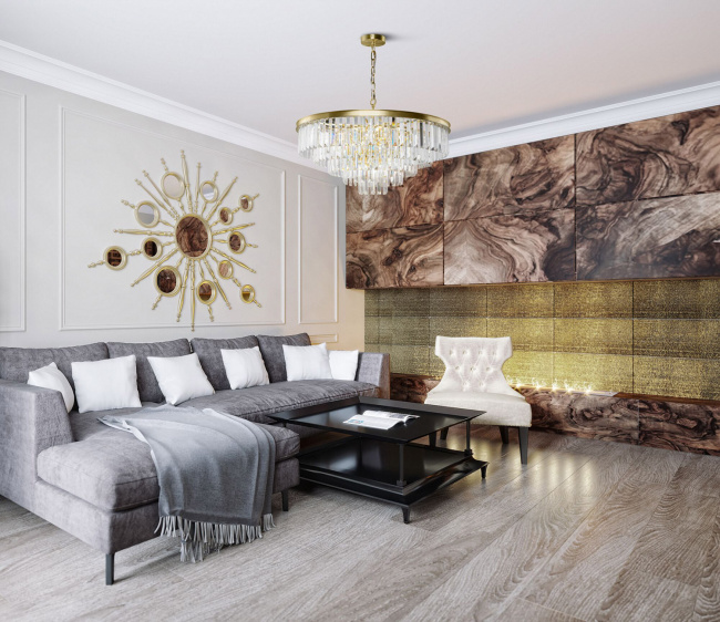 Żyrandol wielopoziomowe kryształy 70 cm Revero Maytoni kolor mosiądz