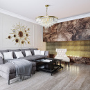 Żyrandol wielopoziomowe kryształy 70 cm Revero Maytoni kolor mosiądz MOD085PL-12BS