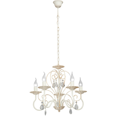 Żyrandol wiszący beżowo-złoty na 5 żarówek Vitaluce VE1400/5