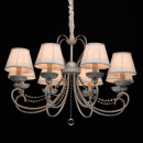 Żyrandol z białymi abażurami, biało-złoty, ozdobne kryształki MW-LIGHT Elegance 419011708