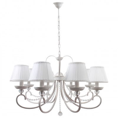 Żyrandol z białymi abażurami, biało-złoty, ozdobne kryształki MW-LIGHT Elegance 419011708
