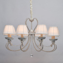 Żyrandol z białymi abażurami, biało-złoty, ozdobne kryształki MW-LIGHT Elegance 419011708