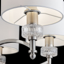 Żyrandol z białymi abażurami i szklanymi dekoracjami, niklowany Alicante Maytoni MOD014CL-06N