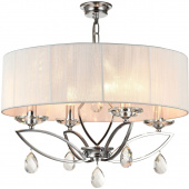 Żyrandol z dużym, eleganckim abażurem i kryształami, chromowany Miraggio Maytoni MOD602-04-N