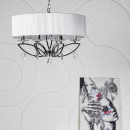 Żyrandol z dużym, eleganckim abażurem i kryształami, chromowany Miraggio Maytoni MOD602-04-N