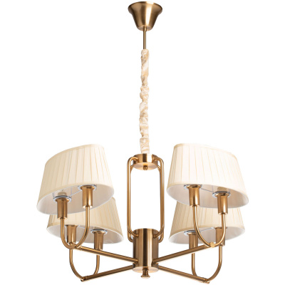 Żyrandol złoty z ośmioma, plisowanymi abażurami Sofia MW-LIGHT Elegance 355014608