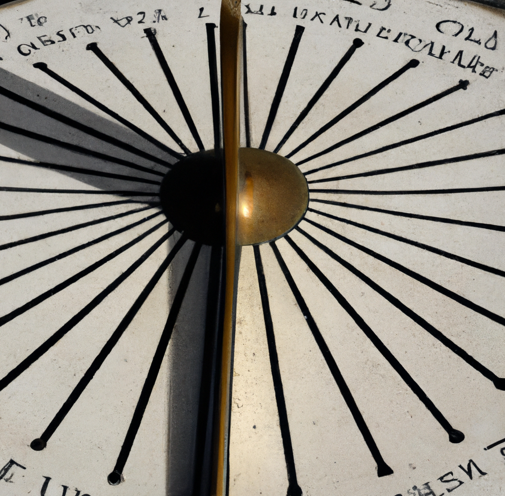 Sundial - zegar słoneczny, kamienna tarcza i metalowy gnomon